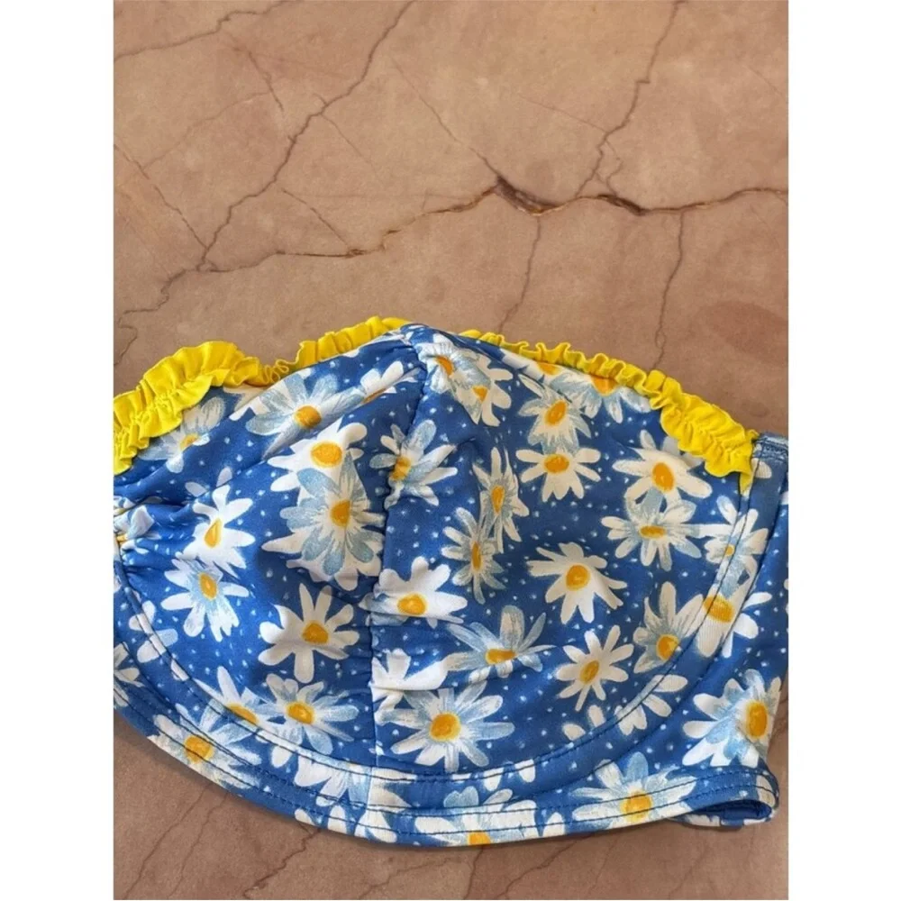 Frankies Bikinis Sweetwater Bikini Top in Blue Daisy Medium New Womens